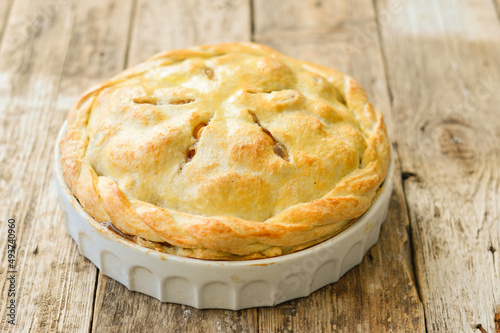 Homemade apple pie. American apple pie. Piece of apple pie
