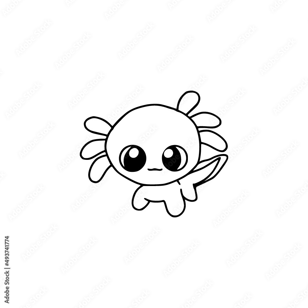 Hand Drawn Cute axolotl icon isolated on white background Hand Drawn Cute axolotl icon isolated on white background
