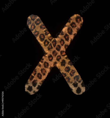 Leopard Themed Font Letter X