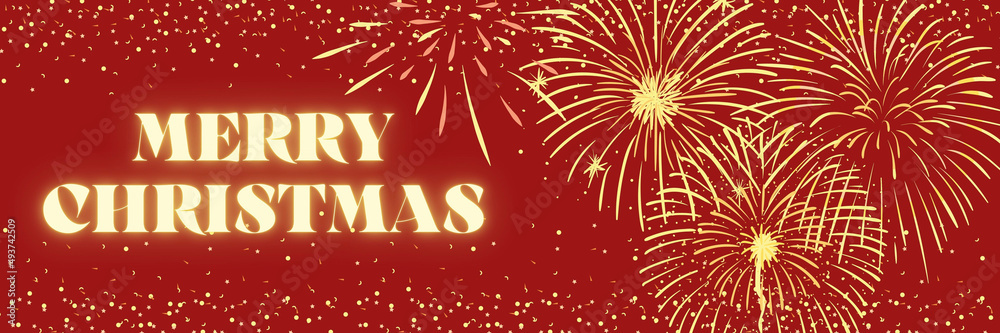 Merry Chrismas illustration with fireworks Merry Chrismas illustration with fireworks