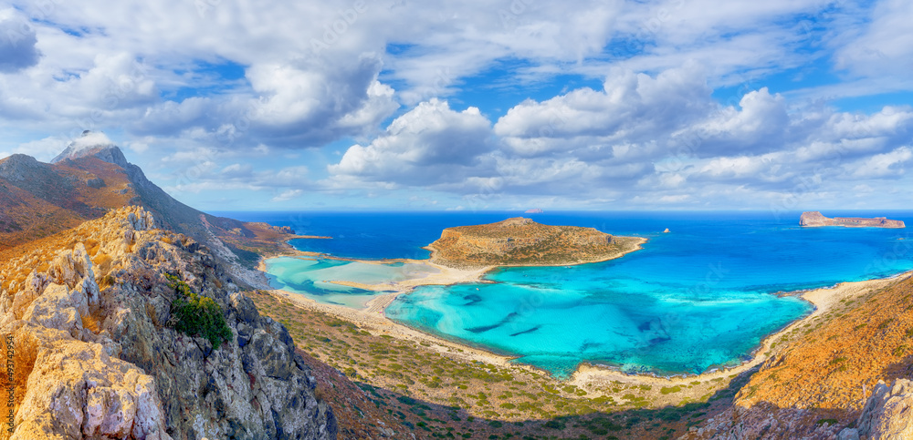 Obraz na płótnie Amazing landscape with Balos Lagoon beach and Gramvousa island on Crete, Greece w salonie