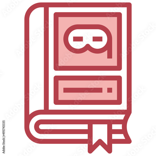 MYSTERY BOOK red line icon,linear,outline,graphic,illustration