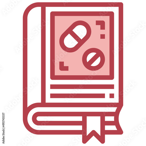 MEDICINE BOOK red line icon,linear,outline,graphic,illustration photo