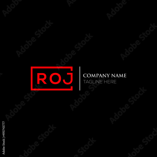 ROJ logo monogram isolated on circle element design template, ROJ letter logo design on black background. ROJ creative initials letter logo concept.  ROJ letter design.