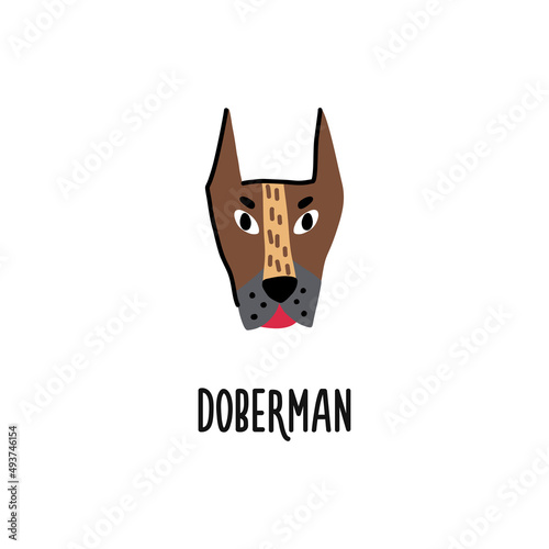 Cartoon dog Doberman clip art