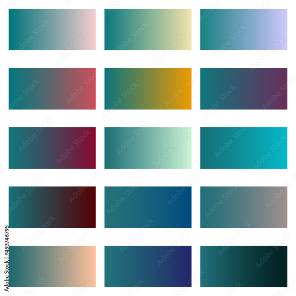 Gradient with transition from turquoise to other colors. Backgrounds for design. Editable vector file.
