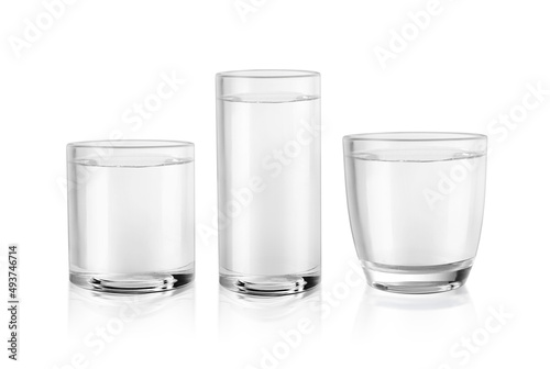 Glass of still water isolated on white background. 3d render