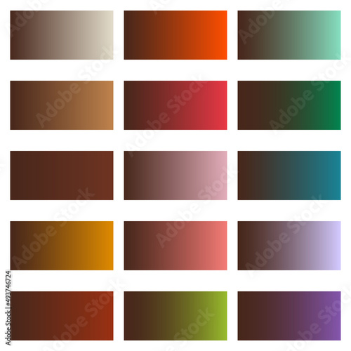 Big set of gradient backgrounds. Gradient transition from brown to other colors. Vector editable file.