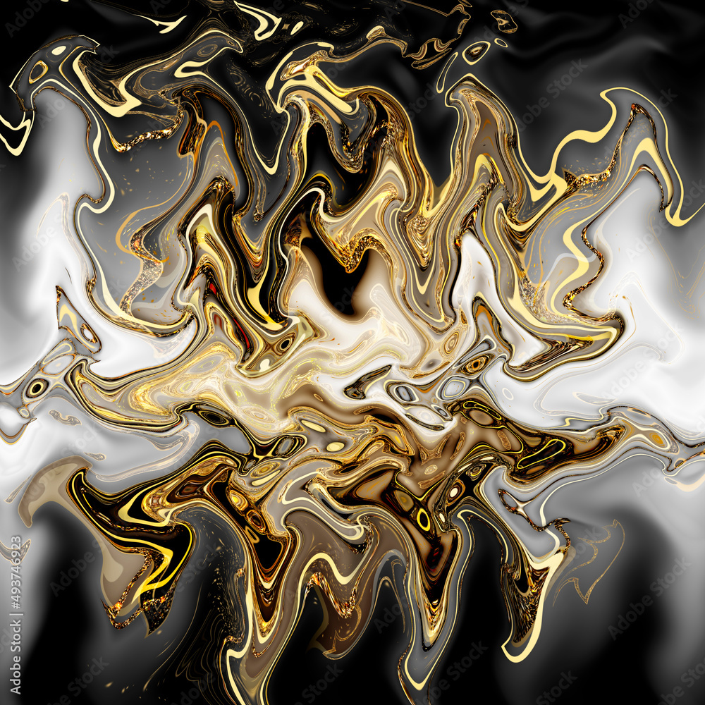 Beautiful abstract background, black and gold waves.