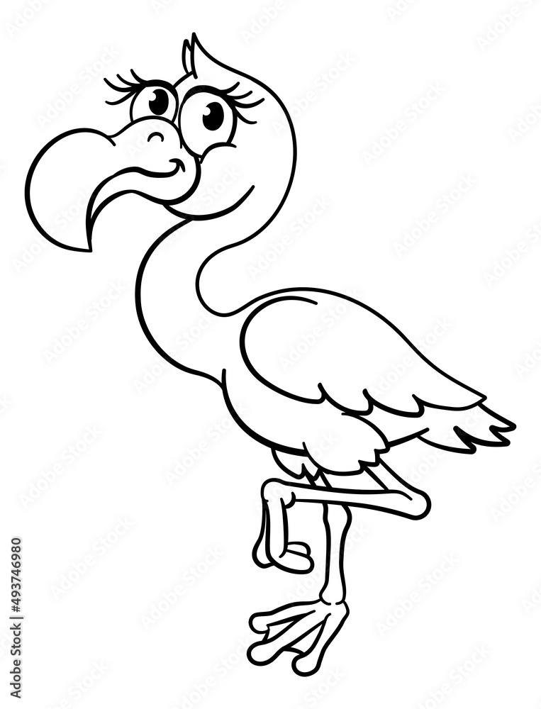 Pink Flamingo Bird Animal Cartoon Illustration Pink Flamingo Bird Animal Cartoon Illustration