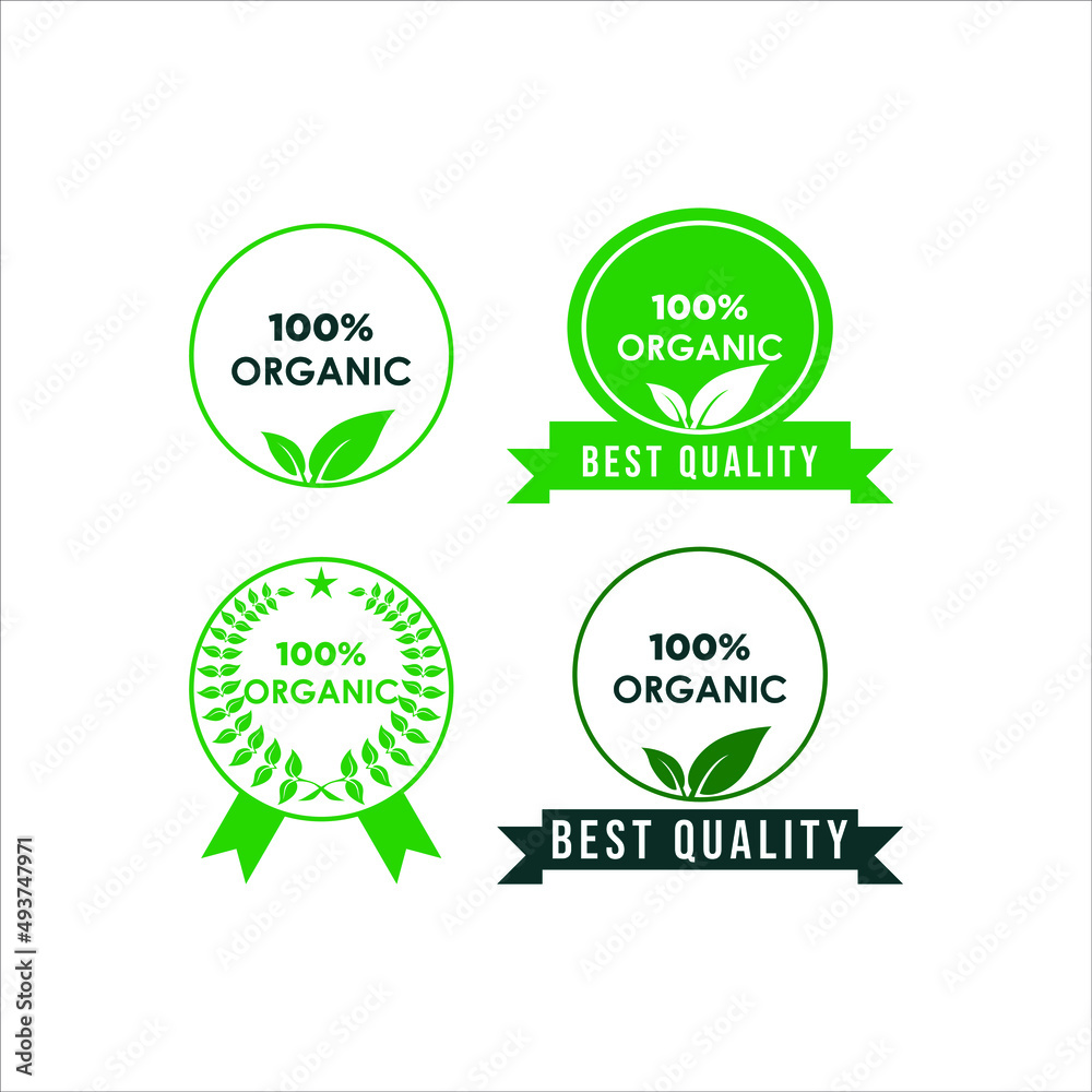 set of green stamp for organic product sticker set of green stamp for organic product sticker
