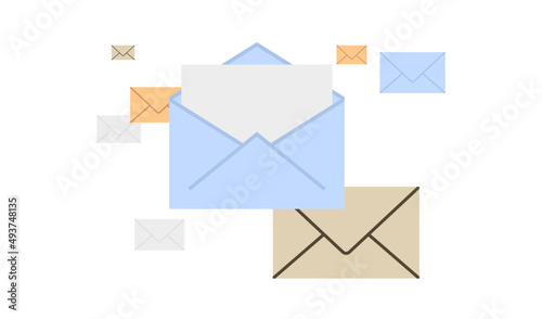 Envelope and mail flat vector illustration.