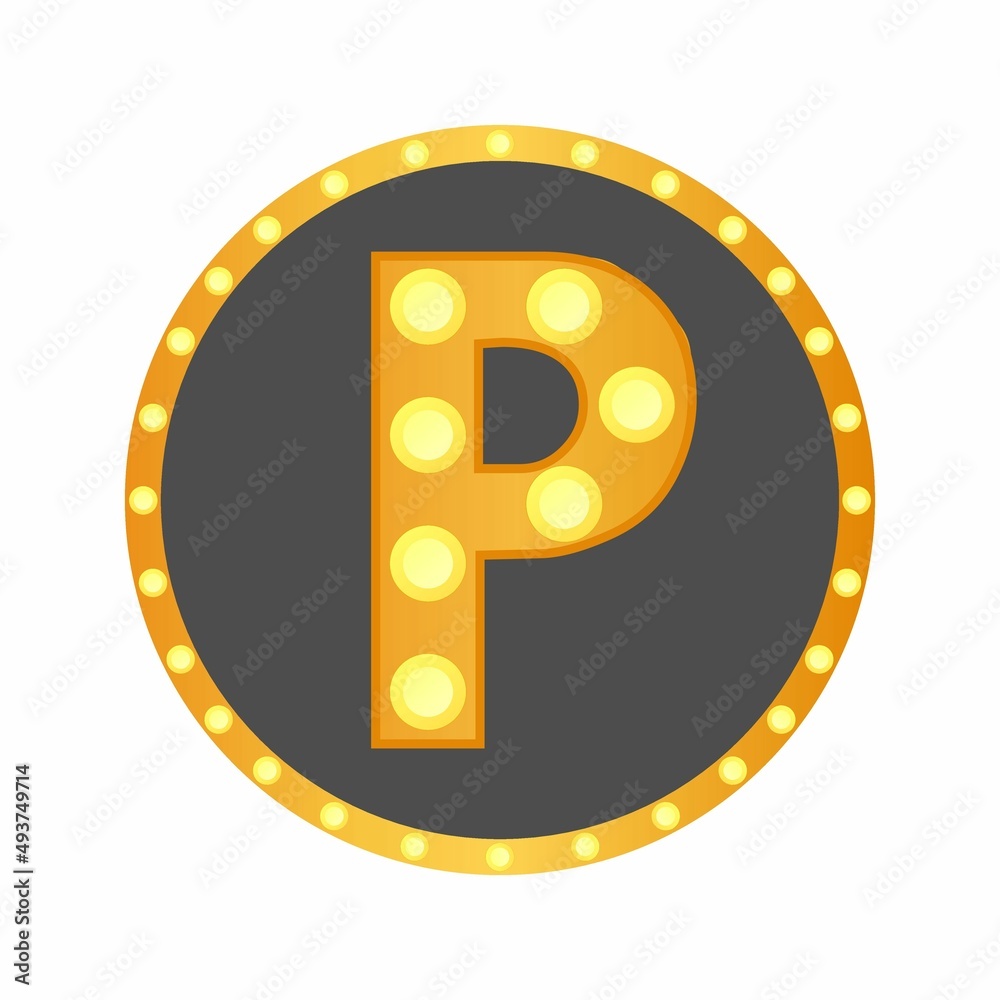 Letter p with bulb logo template illustration - obrazy, fototapety, plakaty 