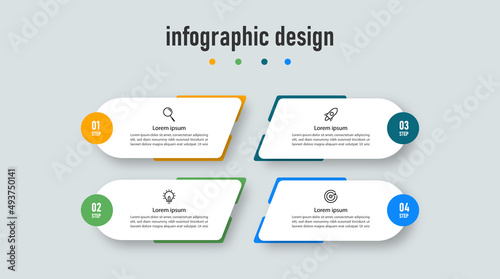 Infographic design for business concept. Can be used for info graphics, flow charts, presentations, web sites, banners, label template with icons. 4 options or steps.

