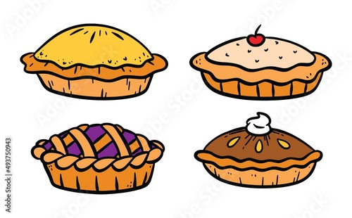 Hand Drawn Pie Doodle Vector Illustration