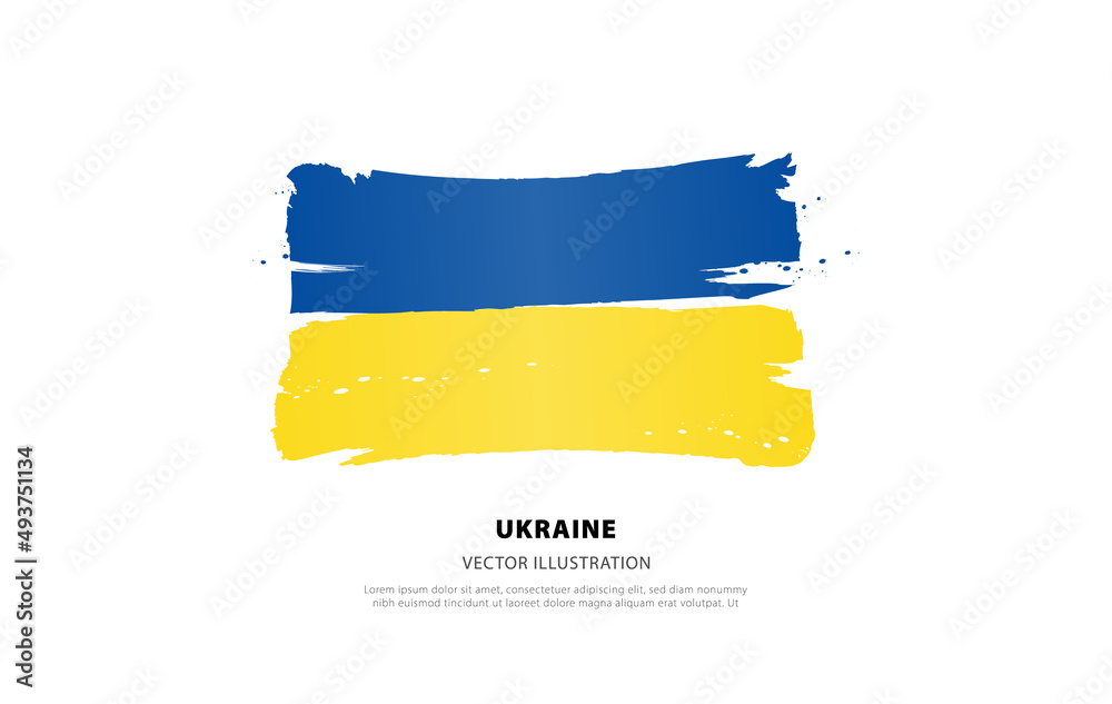 Obraz premium Ukrainian flag. Blue and yellow brush strokes, hand drawn. Vector illustration isolated on white background.