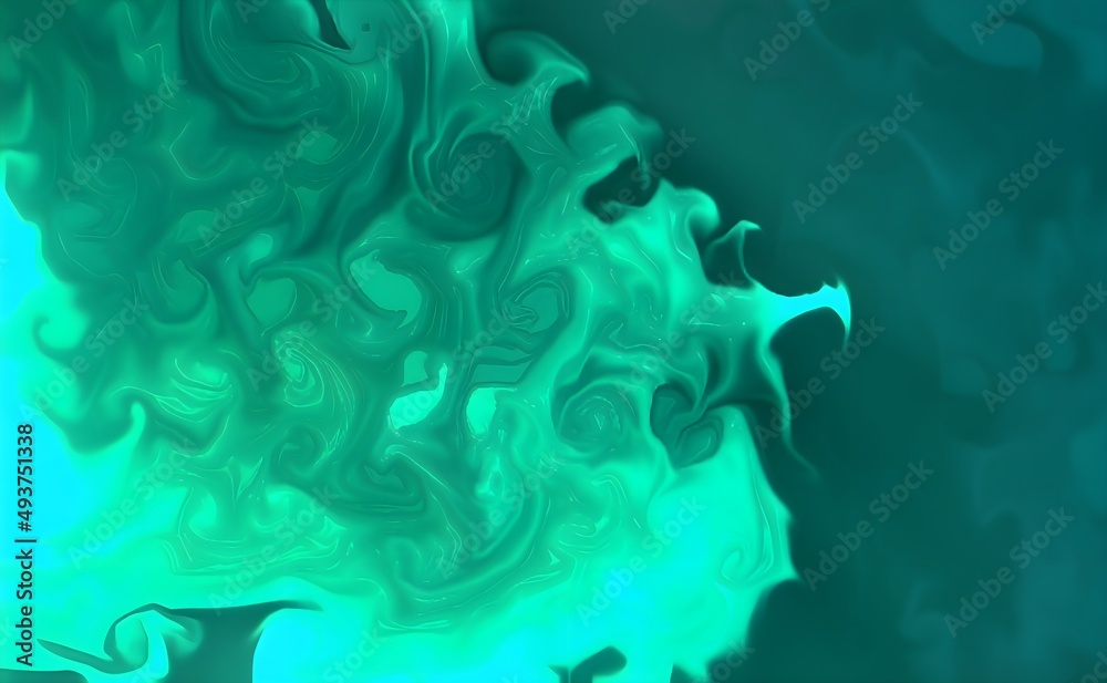 Beautiful abstract ART background - random free mixing of paints in technique of liquid acrylic. Artistic image of swirl veins marble texture in turquoise beige tones.