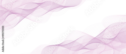 frame of abstract vector purple colored wave melody lines on white background