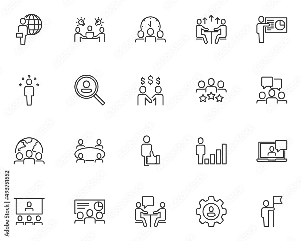 set of business people line icons, person, team, group, teamwork set of business people line icons, person, team, group, teamwork