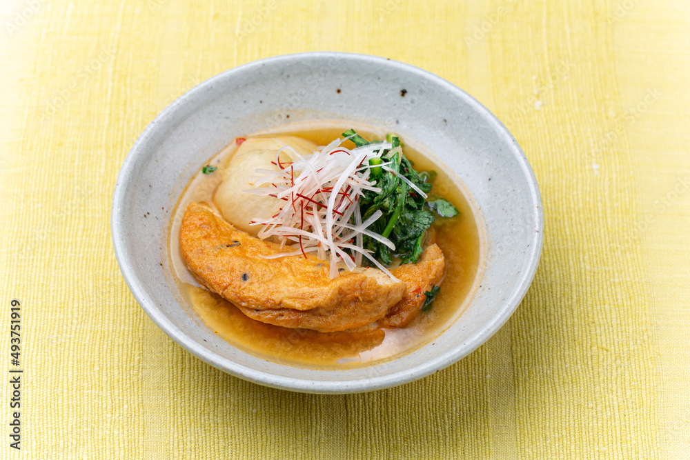 家庭料理　がんもどきと青菜のピリ辛煮　日本