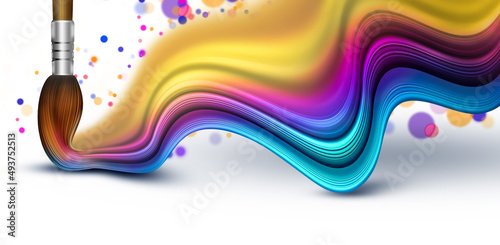 Fotobehang Paintbrush Drawing A Bright Multicolored Wave