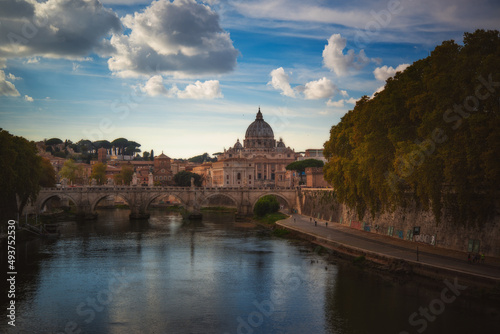 Scenery of Rome with the bridge over Tiberis