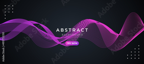 Vector wave light line wavy flowing blue pink color isolated on black background for concept of AI technology, digital, communication, science, music AI generated