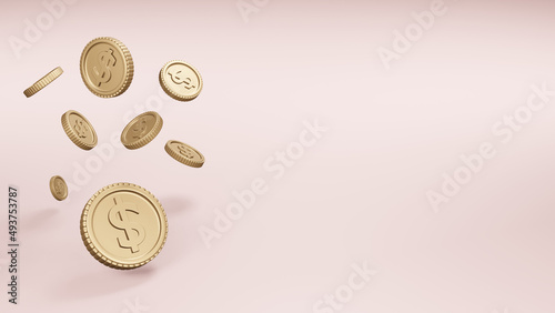Modern 3d realistic gold coins illustration, Businees and finacial concept.