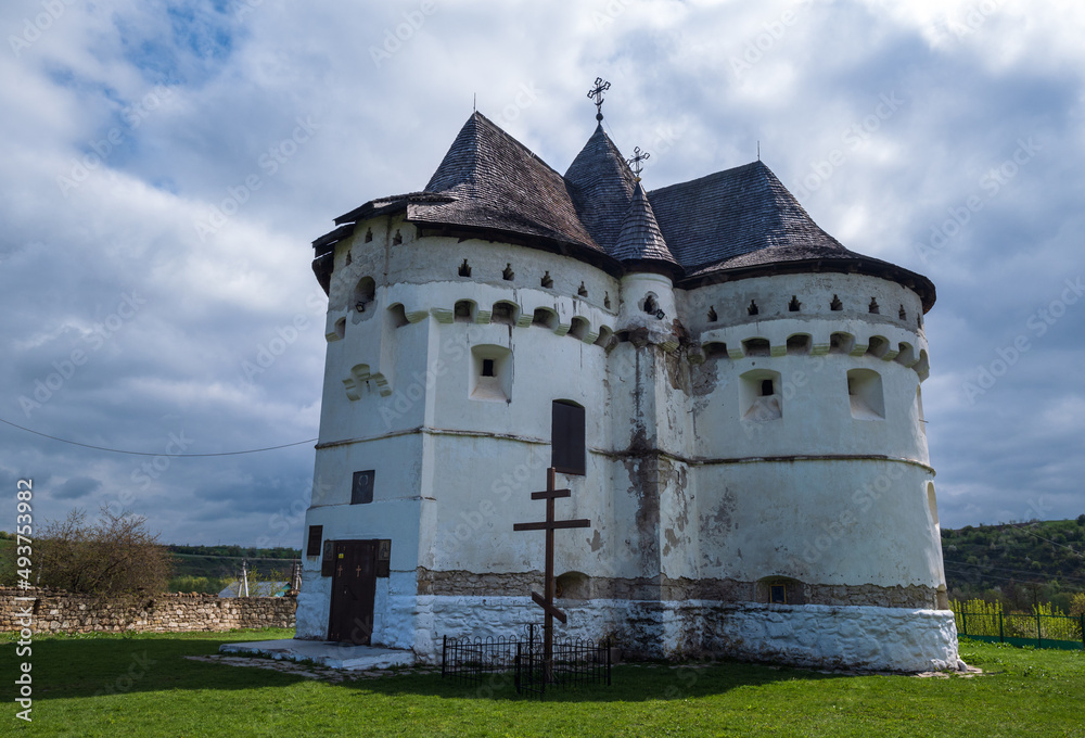 Holy Intercession Church-Fortress XIV-XVIII centuries. Sutkivtsi village, Khmelnytsky region, Ukraine.