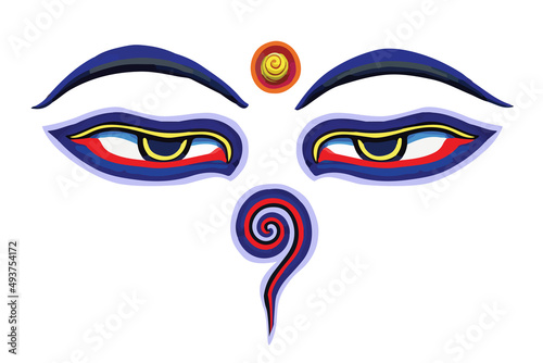 Buddha eyes illustration art. illustration of Buddha‘s Eyes. They represent Wisdom and Compassion.