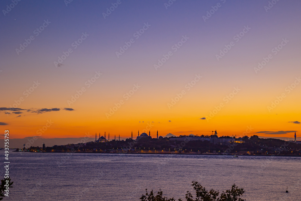 Cityscape of Istanbul at sunset from Uskudar district