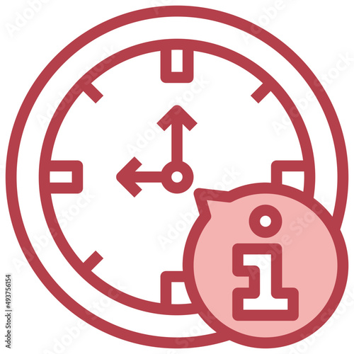 clock red line icon,linear,outline,graphic,illustration