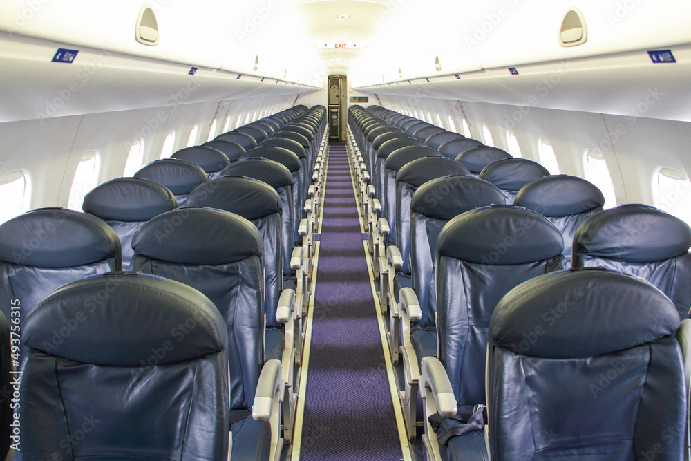 Fototapeta premium Seats in a Empty Jet Airplane