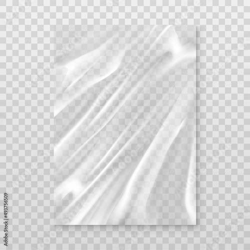 3d realistic vector icon. Film polyethylene on transparent background.Transparent plastic film.
