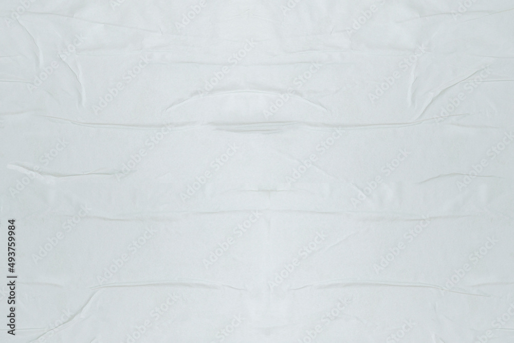 Glued paper sheet texture with wrinkle, creased on billboard poster, white background Glued paper sheet texture with wrinkle, creased on billboard poster, white background
