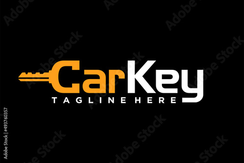 car key logo with lettering concept