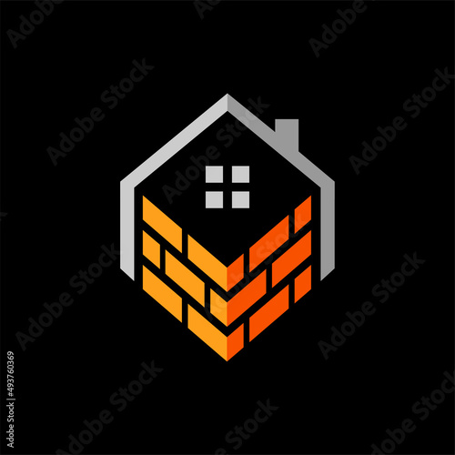 House logo with brick concept