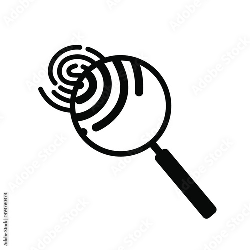 Finger Print and Search icon. investigate, investigation, crime, vector, identification, fingerprint, search, biometric, criminal, forensic, black, business, button, circle, computer