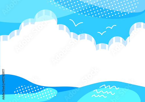 海と青空の風景イラスト