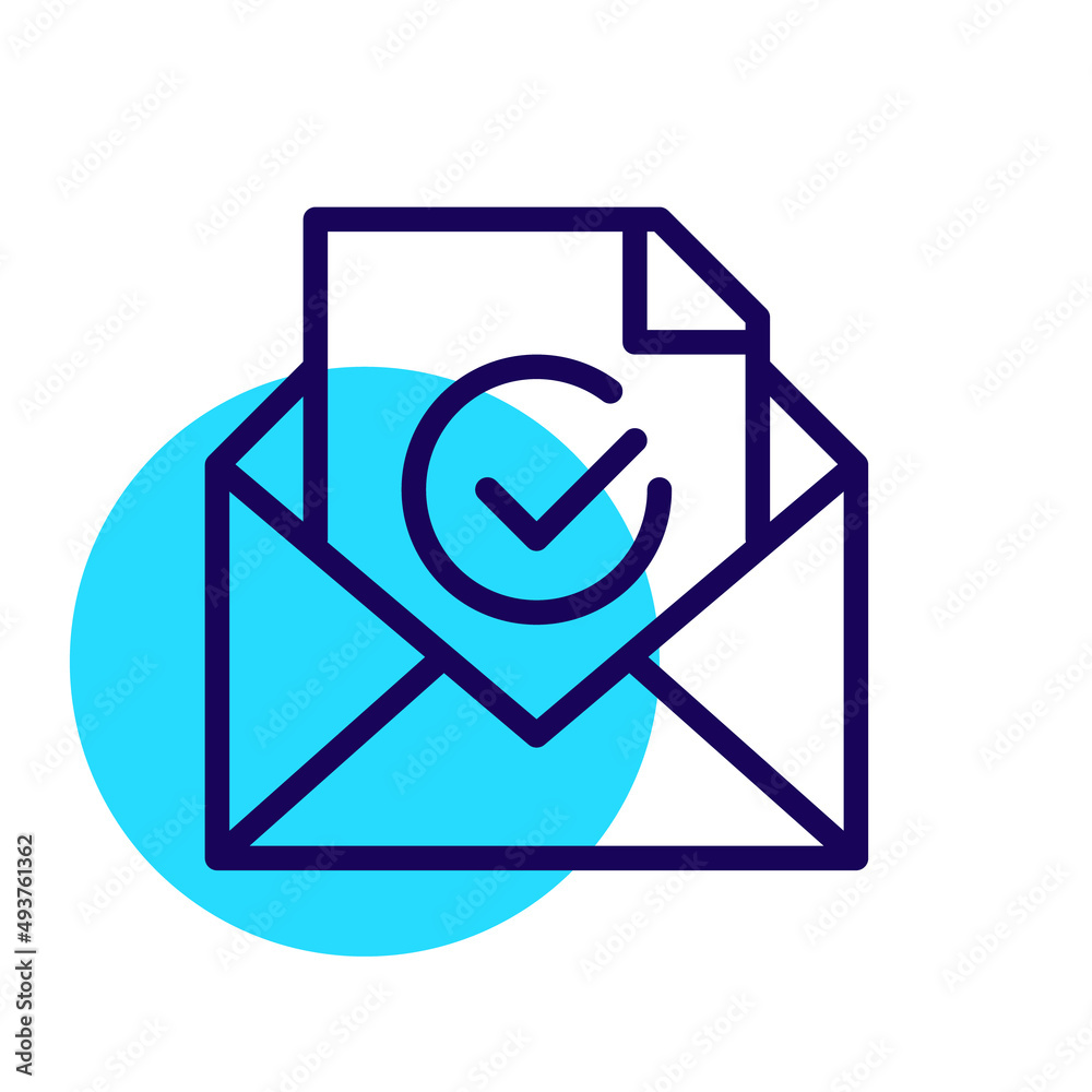 Letter with approval symbol in mail. Pixel perfect, editable stroke icon Letter with approval symbol in mail. Pixel perfect, editable stroke icon