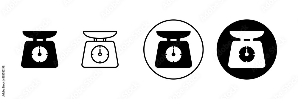 Scales icons set. Weight scale sign and symbol Scales icons set. Weight scale sign and symbol
