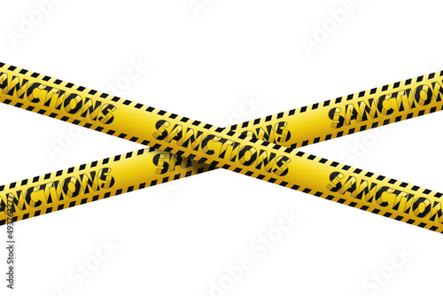 Wallpaper Mural yellow tape with the inscription sanctions on a light background. 3D render, 3D illustration. Torontodigital.ca