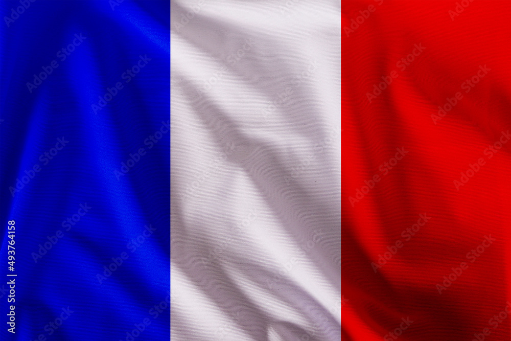 Waving and closeup French flag background.France