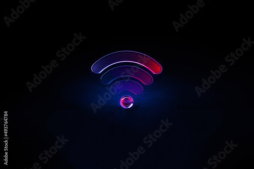 wi fi symbol over dark background, 3d rendering
