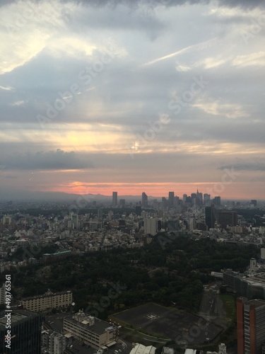 sunset over the city of Tokyo