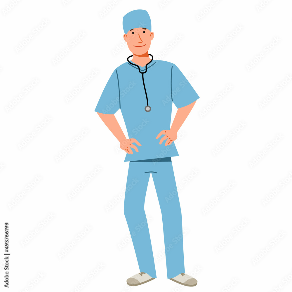 The character of a full-length European male doctor. The character of a full-length European male doctor.