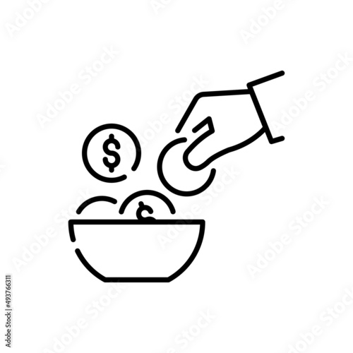 Alms Vector Outline Icon design illustration. EPS 10 File on White background