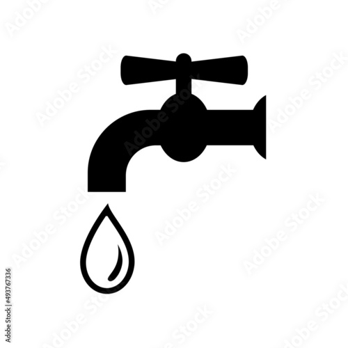 Tap water icon. Faucet and water drop. Vector Illustration