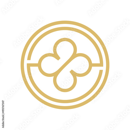 Creative clover leaf logo design, four leaf shamrock icon, line art style symbol