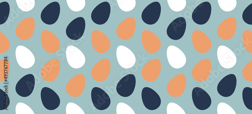 Multicolored Easter eggs pattern background. Vector seamless pattern with decorative eggs for the site, printing on fabric, gift wrapping and wallpaper. Easter.